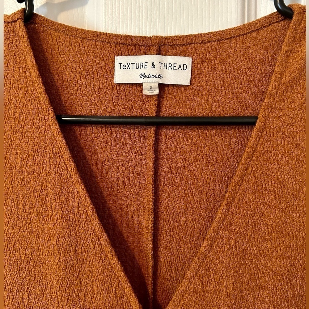 Madewell Texture & Thread Side-Tie Short Sleeve V-Neck Dress - size S - Picture 5 of 6